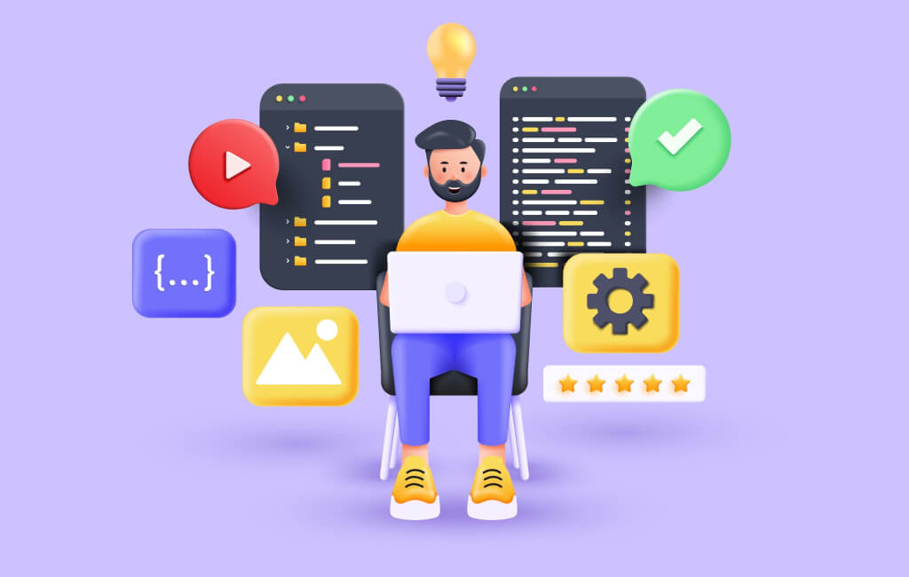 Cartoon man with laptop | How to increase organic traffic
