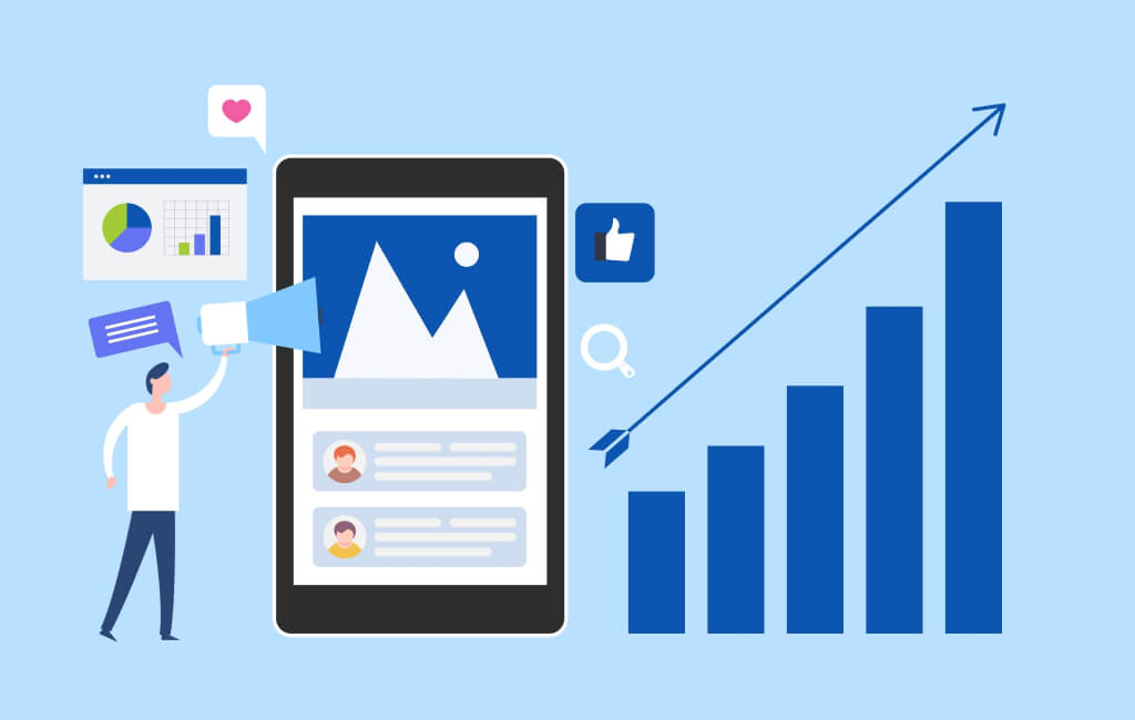 Cartoon of social media data | How to increase organic traffic