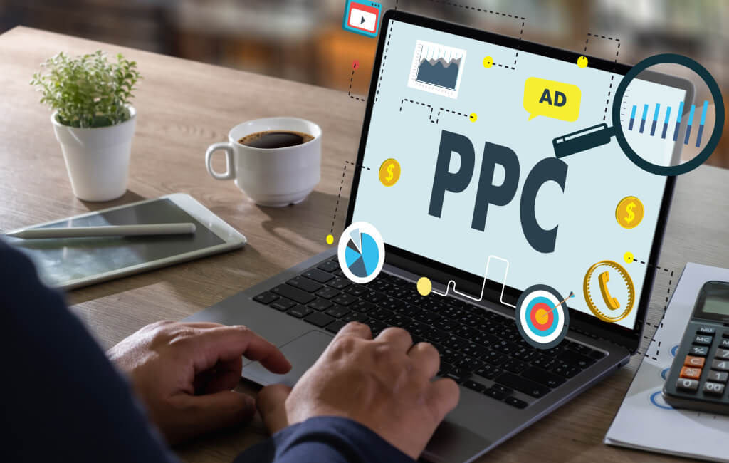 PPC illustration on a laptop | SEO vs. PPC