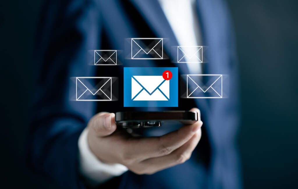 Email messages on a phone | Automate LinkedIn ads
