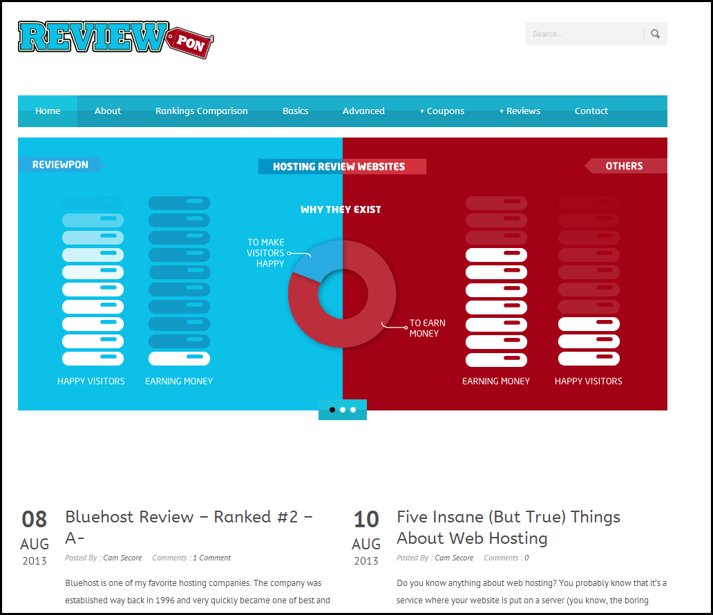 Compare Websites - Review Pon Homepage |Design & SEO: Oil & Water or Dynamic Duo?