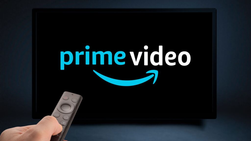 Close up of person pointing TV remote at screen displaying Amazon Prime Video logo | Brand Network Effects Case Study