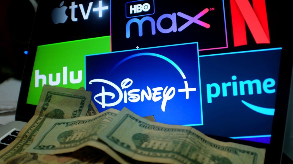 Twenty-dollar bills rest in front of screen displaying streaming platform logos | Payback Period