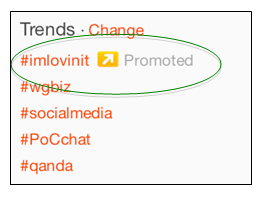 Example of promoted hashtags on Twitter
